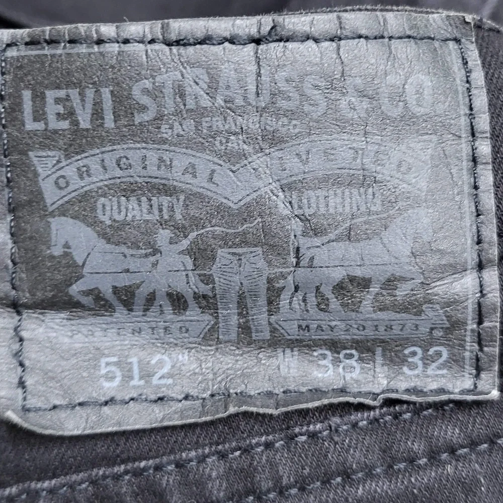 Levi's 512 Men‎ Jeans 38X32 Black Denim Slim Taper Fit 30